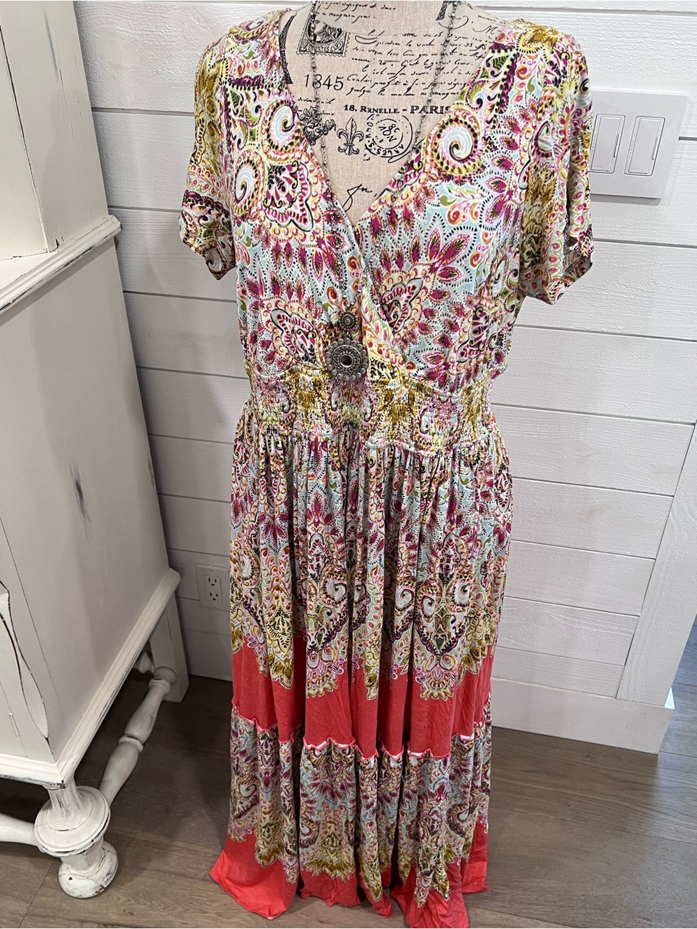 eshakti Coral-Hem Paisley Maxi Dress
